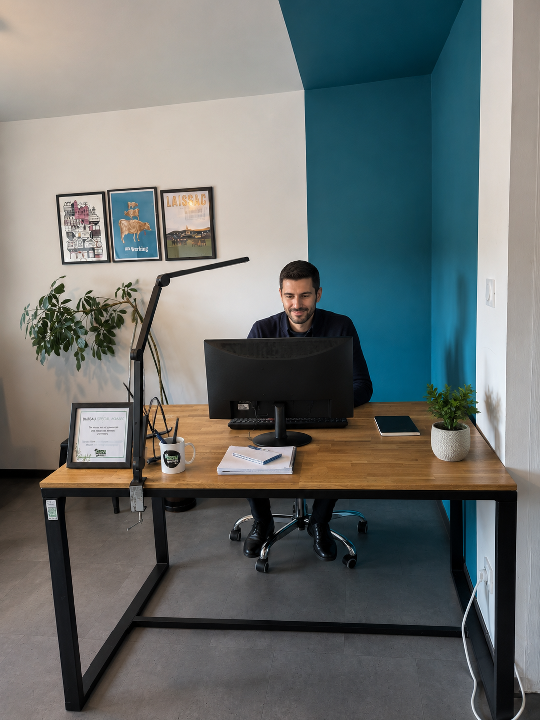 Bureau 3 nomade du Cow-working Laissagais avec coworker au travail
